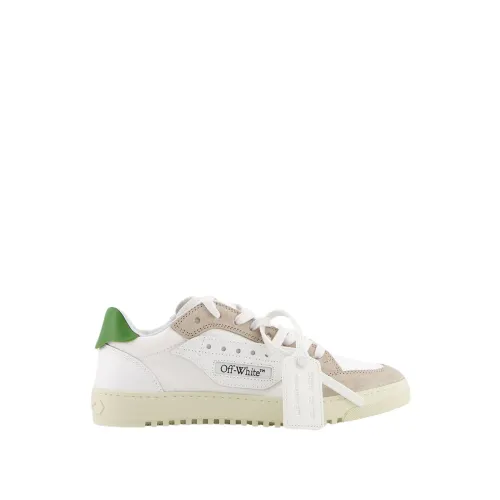 Off White , Vintage-Inspired White and Green Sneakers ,White female, Sizes: