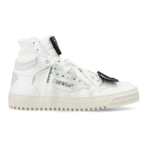 Off White , White Black Leather Hi-Top Sneakers ,White male, Sizes: