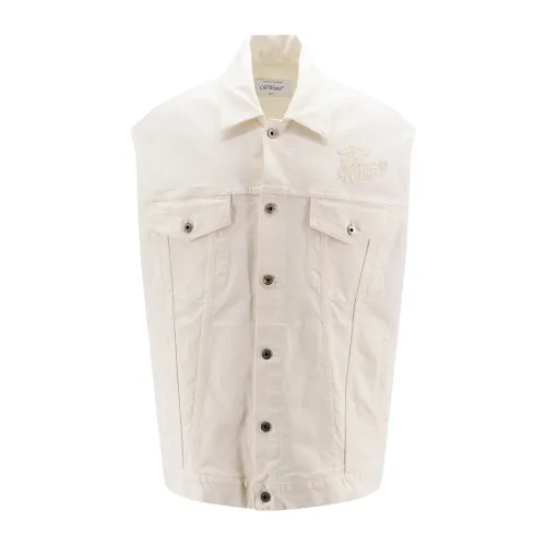 Off White , White Oversize Fit Jacket with Metal Buttons ,White male, Sizes: