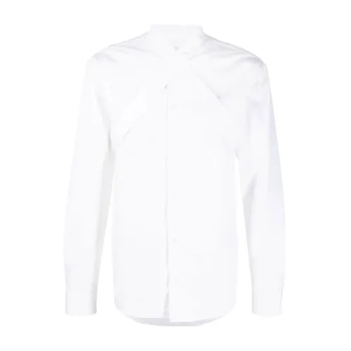 Off White , White Strap-Detail Cotton Shirt ,White male, Sizes: