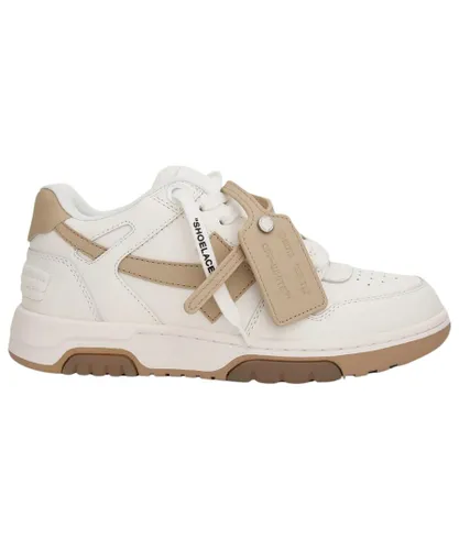 Off-White Womens Out Of Office Low Top White Sand Leather Sneakers - Beige