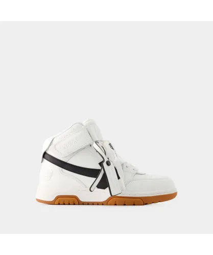 Off-White Womens Out Of Office Mid Top Sneakers - Off White - Leather - White/Black Leather (archived)