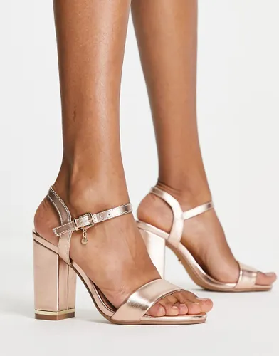 Office Hailey block heeled sandals in rose gold