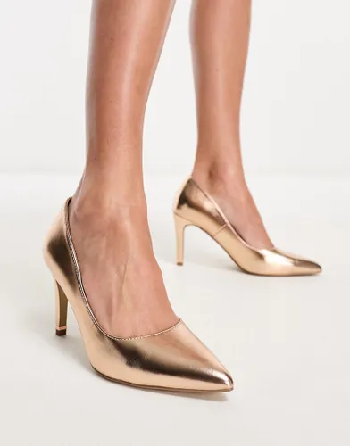 Office marine heeled court shoes in rose gold
