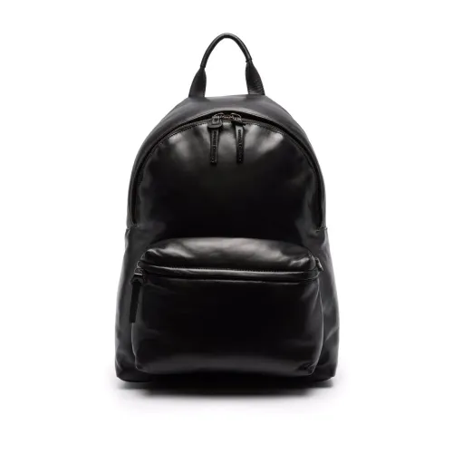 Officine Creative , Leather backpack ,Black male, Sizes: ONE SIZE