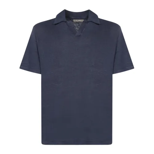 Officine Générale , Mens Clothing T-Shirts Polos Blue Ss24 ,Blue male, Sizes: