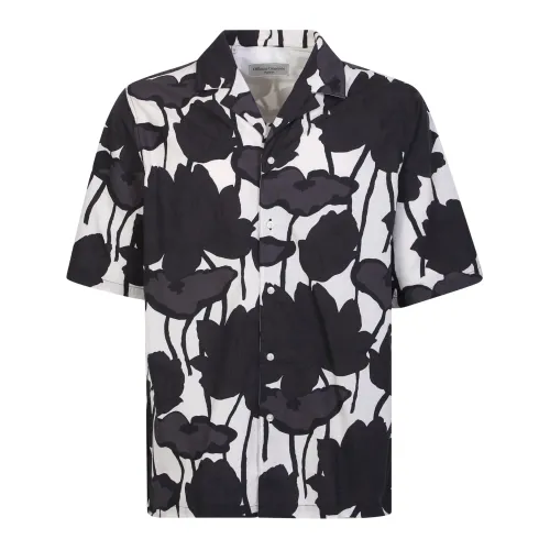 Officine Générale , White/Black Eren Floral Print Shirt ,Black male, Sizes: