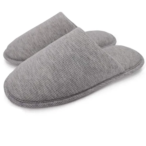 Ofoot Men's Cozy Thread Cloth Organic Cotton House Slippers