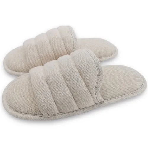 Ofoot Men's Knitted Breathable Cotton Slip on Flat Slippers