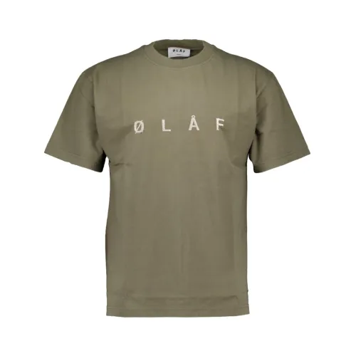 Olaf Hussein , Embroidery Tee Green T-Shirt ,Green male, Sizes: