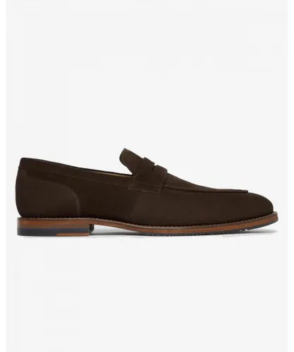 Oliver Sweeney Buckland Mens Suede Penny Loafers - Chocolate