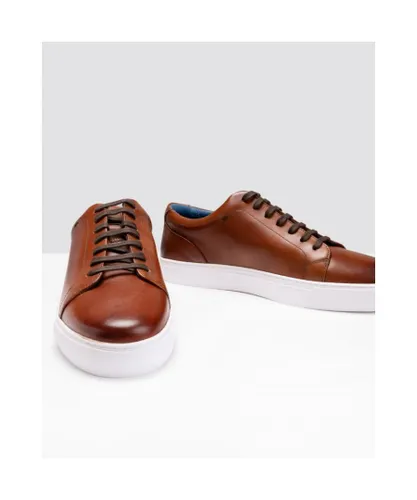 Oliver Sweeney Hayle Antiqued Calf Leather Mens Trainers - Brown