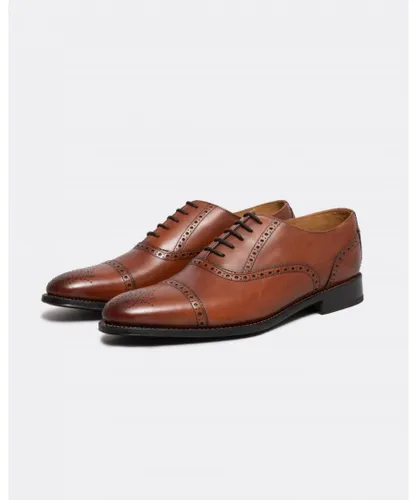Oliver Sweeney Moycullen Mens Antiqued Calf Leather Semi Brogue Shoes - Tan