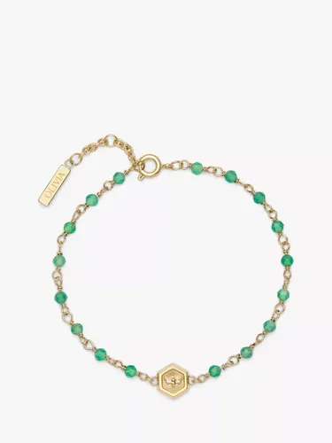 Olivia Burton Beaded Agate Charm Bracelet, Gold/Green - Gold - Female
