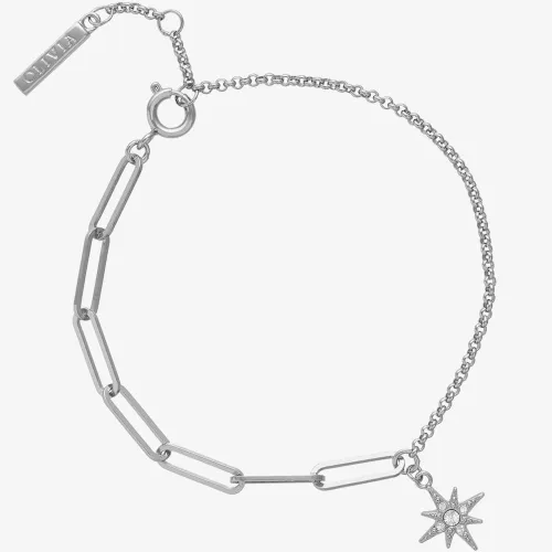 Olivia Burton Celestial North Star Mismatch Silver Bracelet OBJCLB48