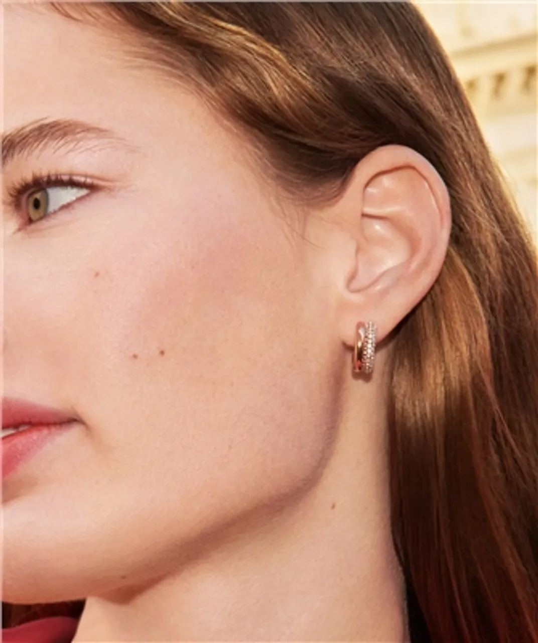 Olivia Burton Classic Crystal Rose Gold Hoop Earrings