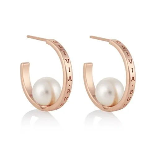 Olivia Burton Rose Gold Pearl Hoop Earrings