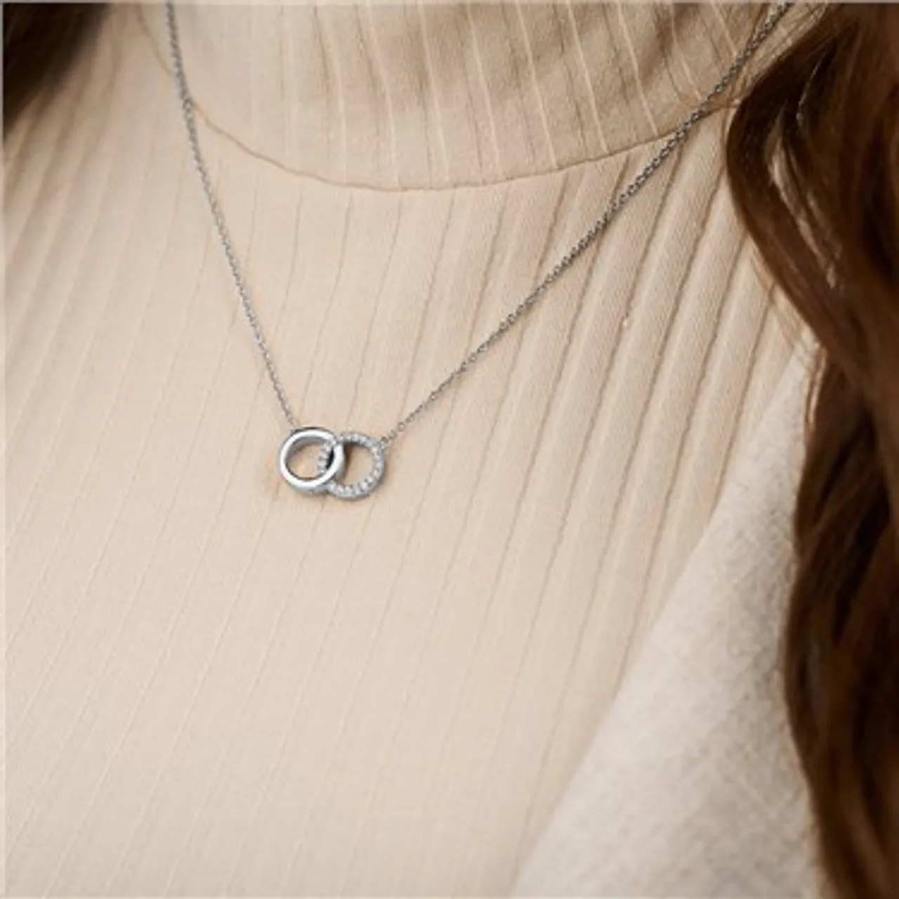 Olivia Burton Silver Bejewelled Interlink Necklace - 40cm