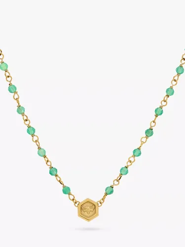 Olivia Burton Sun And Moon Agate Pendant Necklace, Gold/Green - Gold - Female