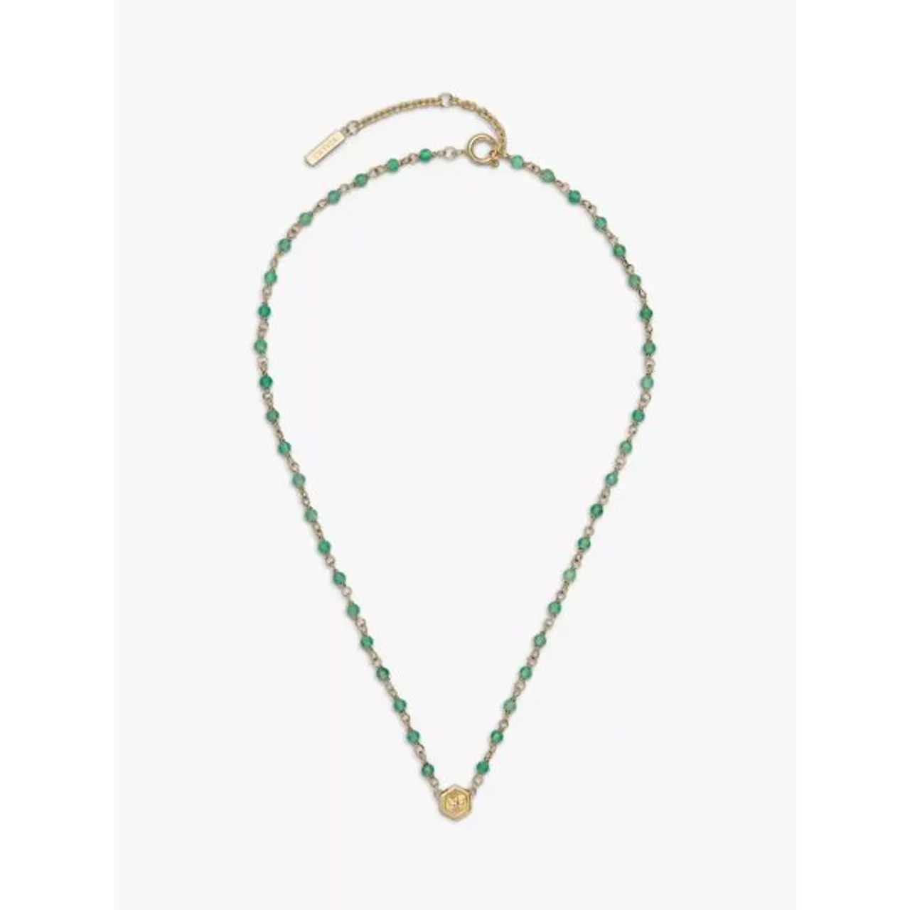Olivia Burton Sun And Moon Agate Pendant Necklace, Gold/Green - Gold - Female