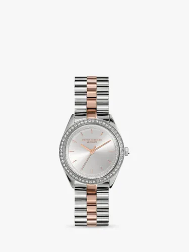Olivia Burton Women's Crystal Bezel Watch, Silver/Rose Gold - Silver/Rose Gold - Female