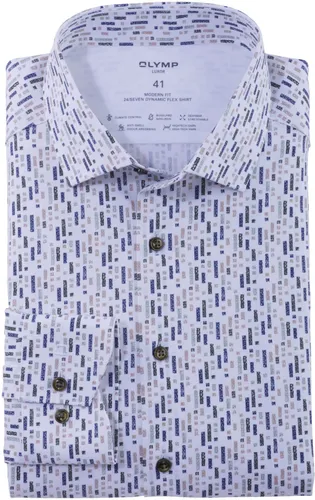 OLYMP Luxor Shirt 24/Seven Print White Blue