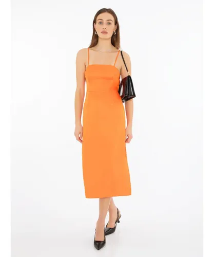 OMNES Womens Canele Midi Dress in Orange