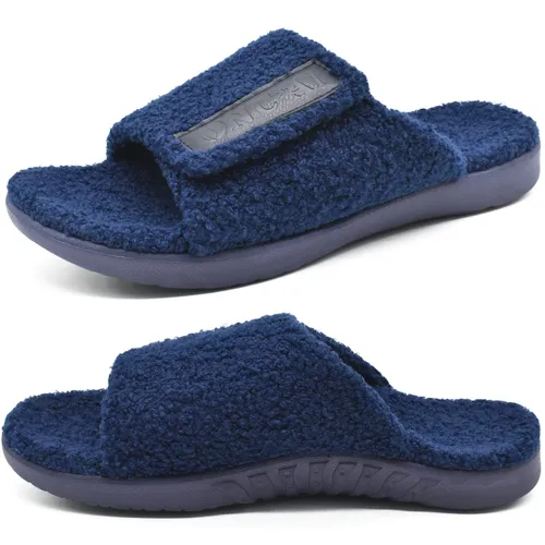 ONCAI Mens House Slippers with Arch Support，Fur Slides