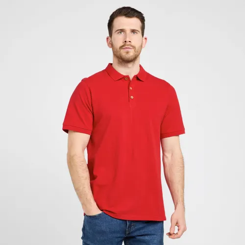 One Earth Men's Washed Polo Shirt - Red, RED