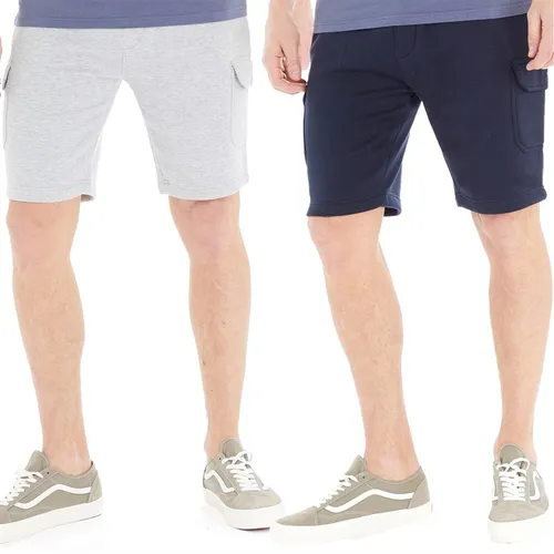 Onfire Mens Two Pack Fleece Cargo Shorts Navy/Grey Marl