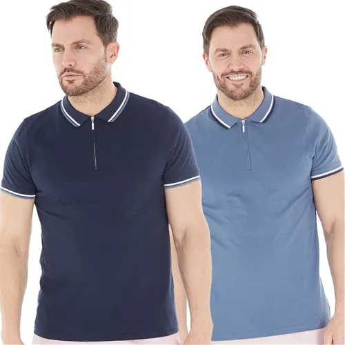 Onfire Mens Two Pack Polos Midnight Navy/Denim Blue
