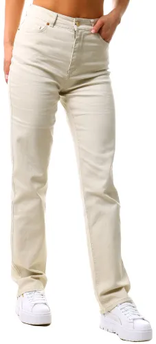 Only Beige / Oatmeal Emily Highwaisted Straight Fit Jeans