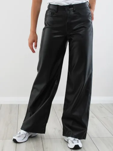 Only Black / Black Madison Life Hw Wide Faux Leather Pant