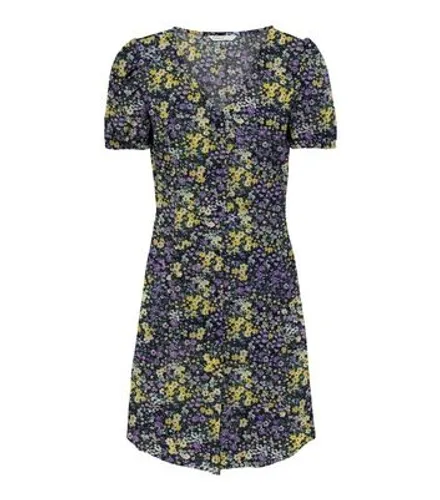 ONLY Black Ditsy Floral Mini Shirt Dress New Look