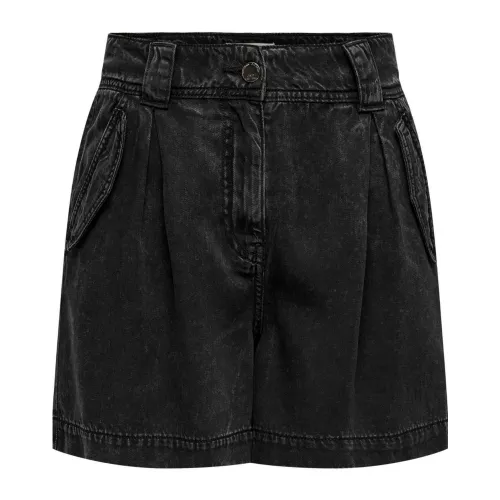 Only , Black Lyocell Front Pocket Shorts ,Black female, Sizes: