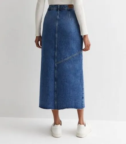 ONLY Blue Denim Button Front Maxi Skirt New Look