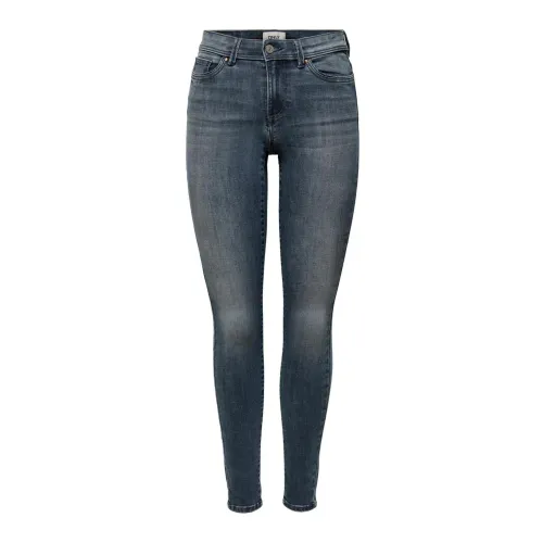Only , Blue Plain Zip and Button Jeans for Women ,Blue female, Sizes: