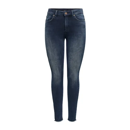 Only , Blush Life Mid Ank Raw Jeans ,Blue female, Sizes: