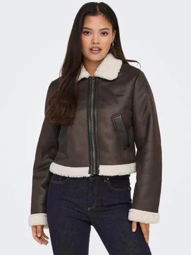 Only Brown Betty Bonded Zip Jacket