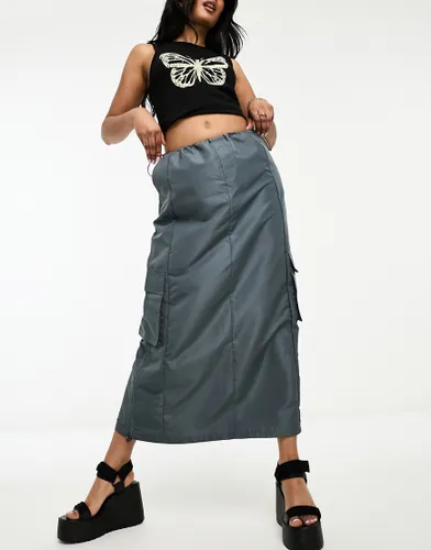Only cargo midi skirt in charcoal grey