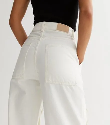 ONLY Cream Wide Leg Cargo Trousers New Look