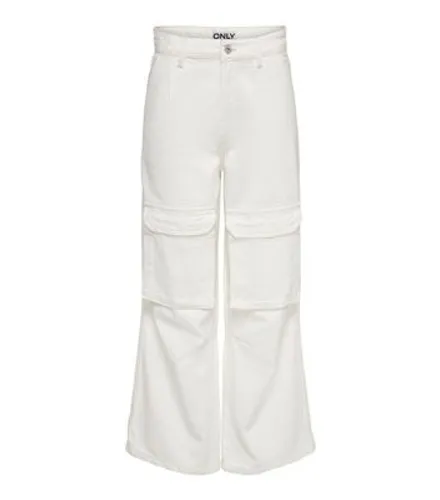 ONLY Cream Wide Leg Cargo Trousers New Look