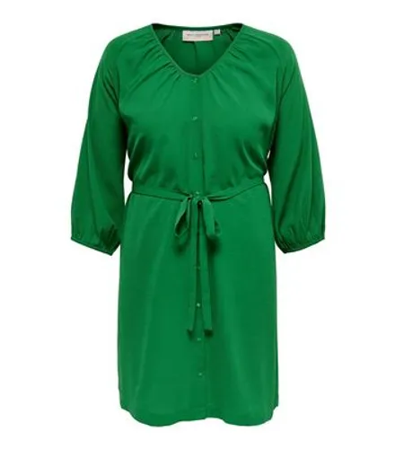 ONLY Curves Dark Green Belted Shirt Dress New Look