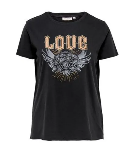 ONLY Curves Dark Grey Love Logo T-Shirt New Look