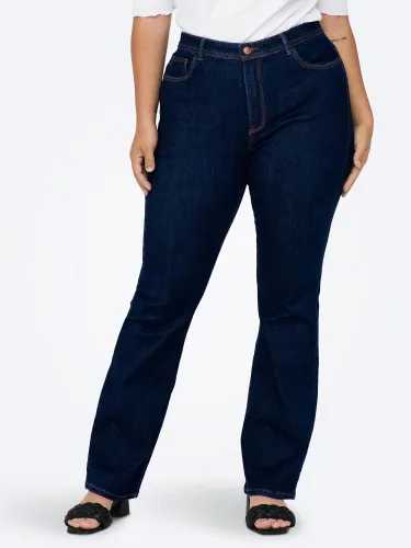 Only Dark Blue Curve Sally Highwaisted Flared Jeans