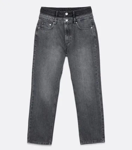 ONLY Dark Grey Double Waist Crop Jeans New Look
