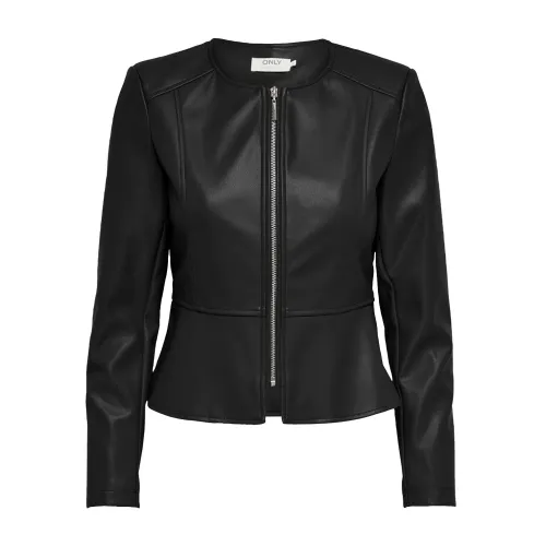 Only , Faux Leather Spring Jacket ,Black female, Sizes: