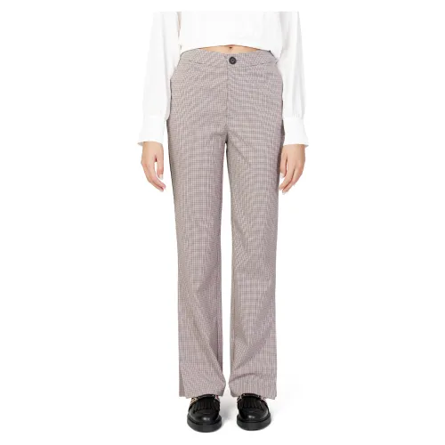 Only , Flared Check Pants ,Beige female, Sizes: