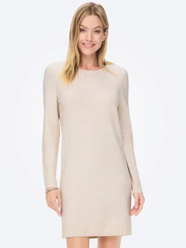 Only Grey / Birch Rica Long Sleeved Knitted Dress