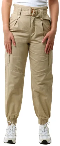 Only Grey / Oxford Tan Highwaisted Cargo Trousers